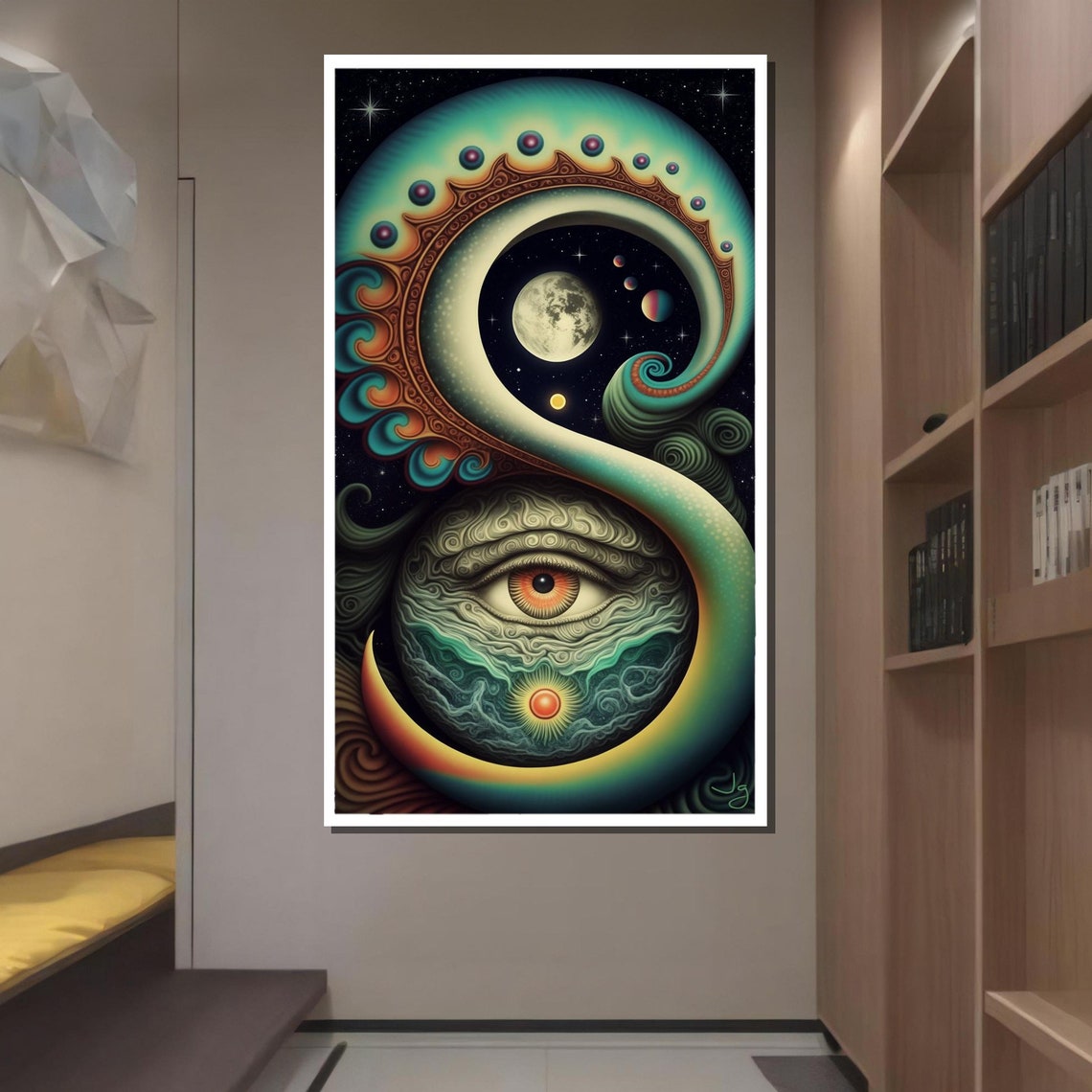 Surreal Cosmic Eye Psychedelic Moon Universe Swirl Wall Art Poster - Image 2
