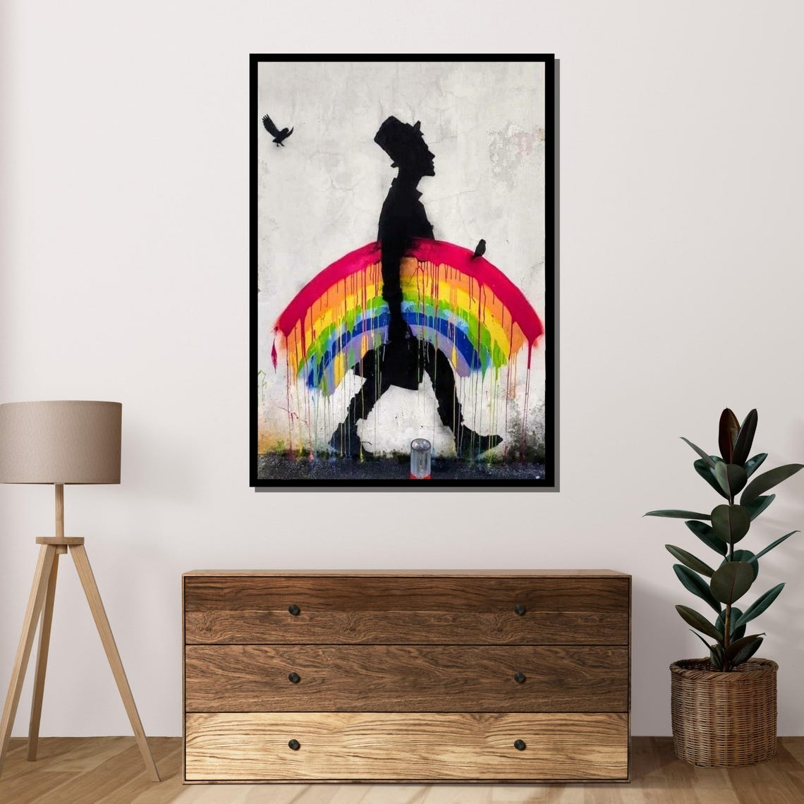 Rainbow Walk Graffiti Art Colorful Street Art Print Urban Wall Decor Modern Rainbow Silhouette Art Ready To Hang - Image 4