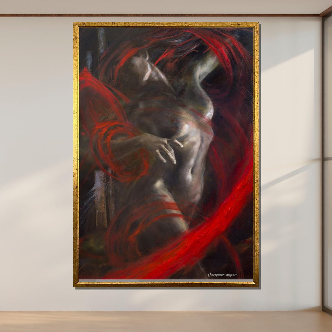 Erotic Abstract Figure Red And Black Swirl Sensual Dark Art Poster - Image 2