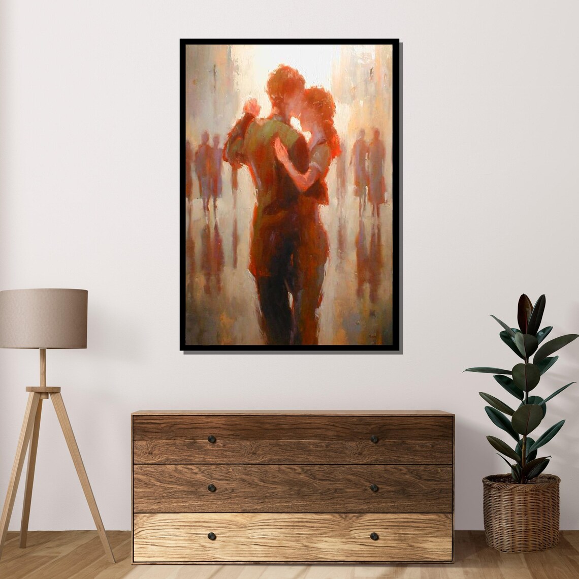 Romantic Dance Couple Embracing Glowing Street Warm Love Light Poster - Image 4
