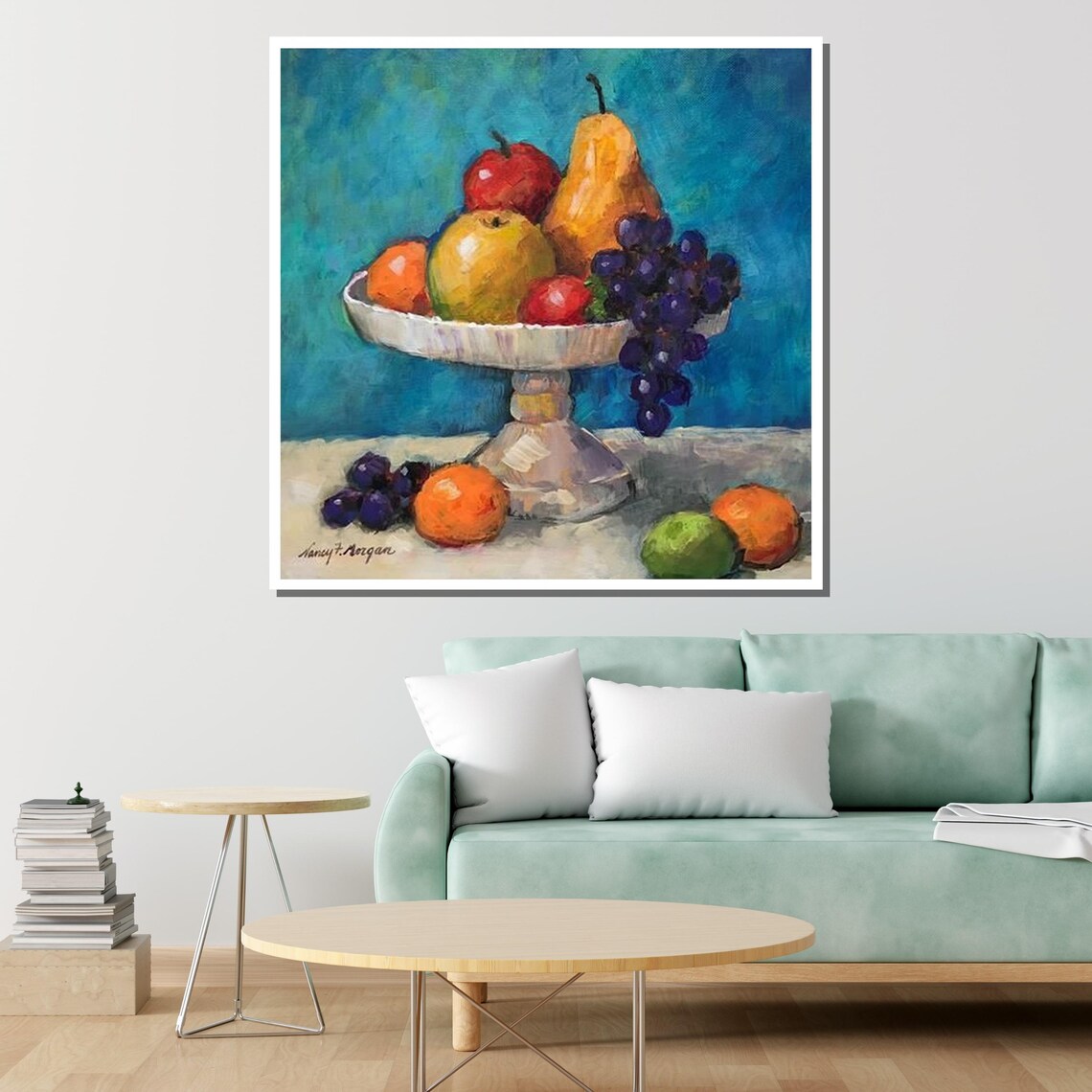 Classic Fruit Bowl Still Life, Traditional Art Print - Image 2