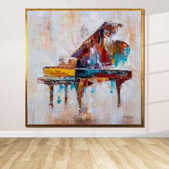 Colorful Grand Piano Abstract Palette Knife Music Painting Art Poster