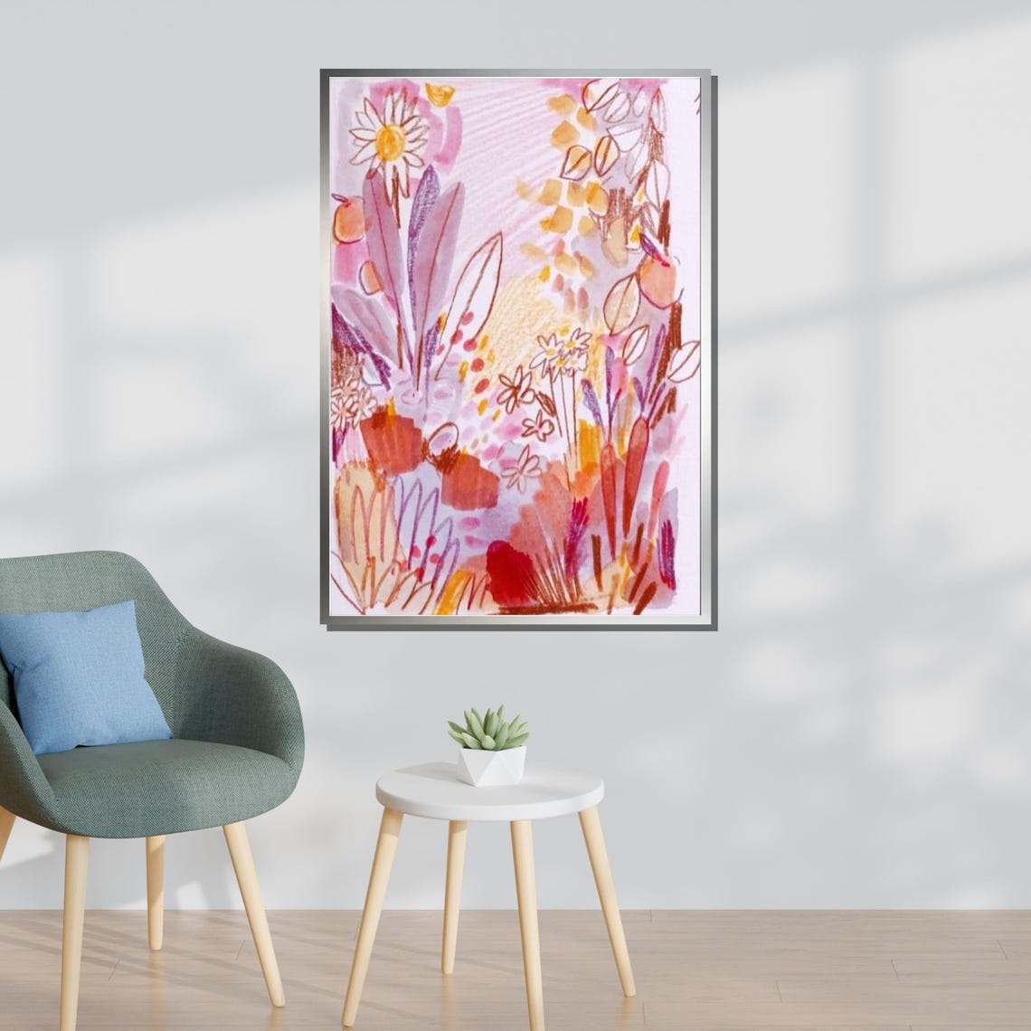 Pastel Floral Watercolor Spring Garden Soft Pink Botanical Art Print - Image 3