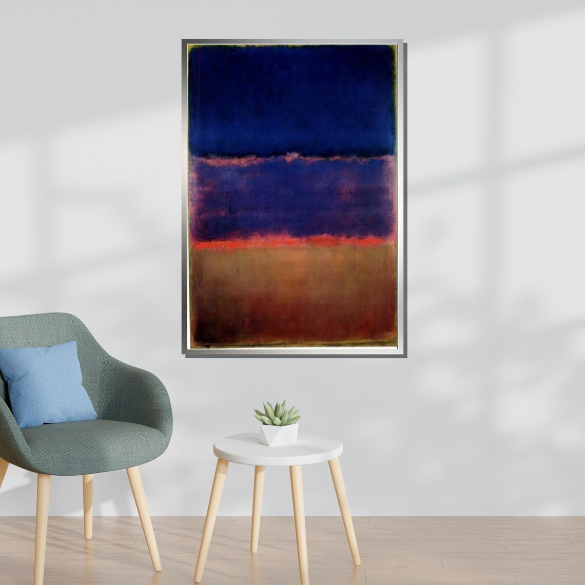 Deep Horizon Color Field Navy Purple Red Stripe Modern Abstract Poster - Image 3