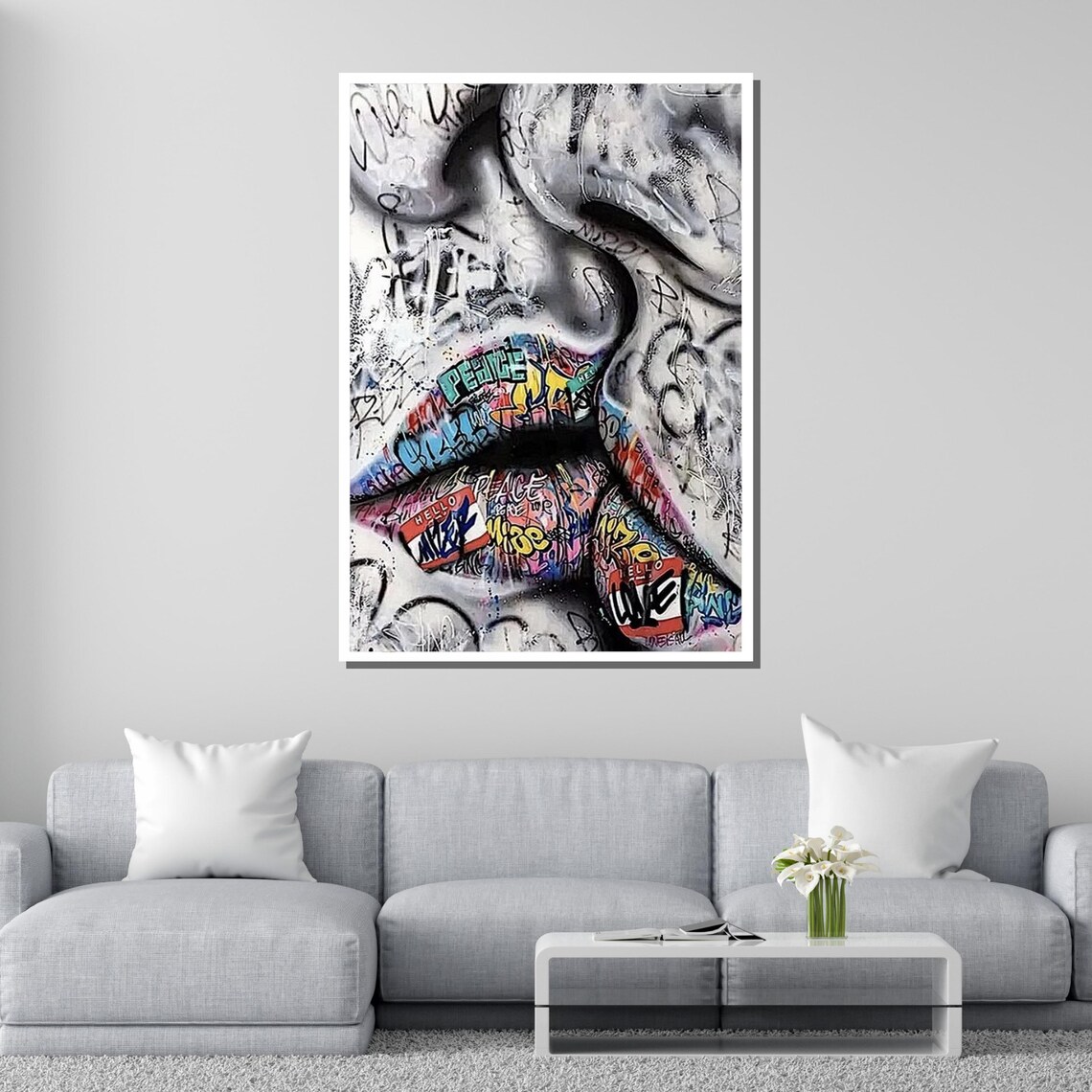 Graffiti Lips Street Art Colorful Urban Pop Culture Statement Poster - Image 4