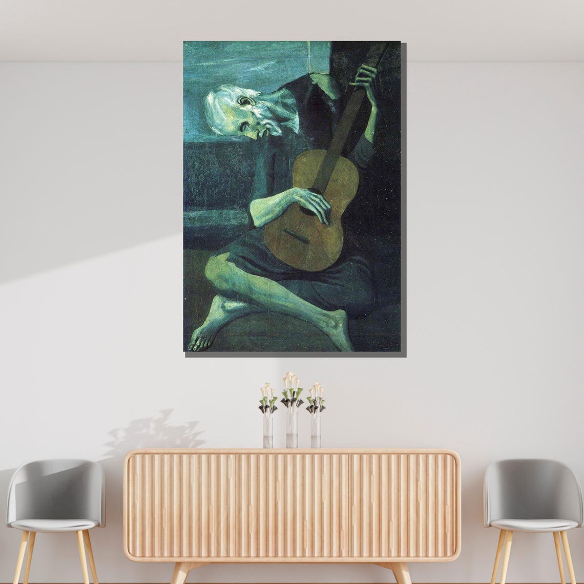 Melancholic Guitarist Picasso Blue Period Art Old Man With Guitar Wall Decor Ready To Hang Vintage Art Print - Image 3