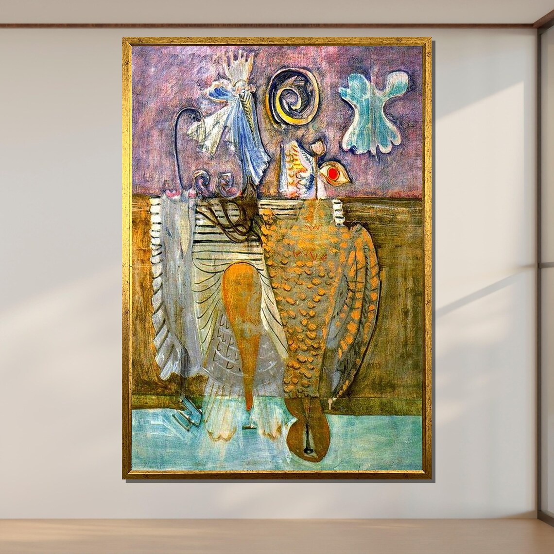 Abstract Surrealist Owl Birds Vintage Modernist Animal Art Wall Poster