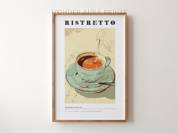Ristretto Recipe Wall Art Print Coffee Guide Prints Kitchen Retro Decor Bar Wonder Aura