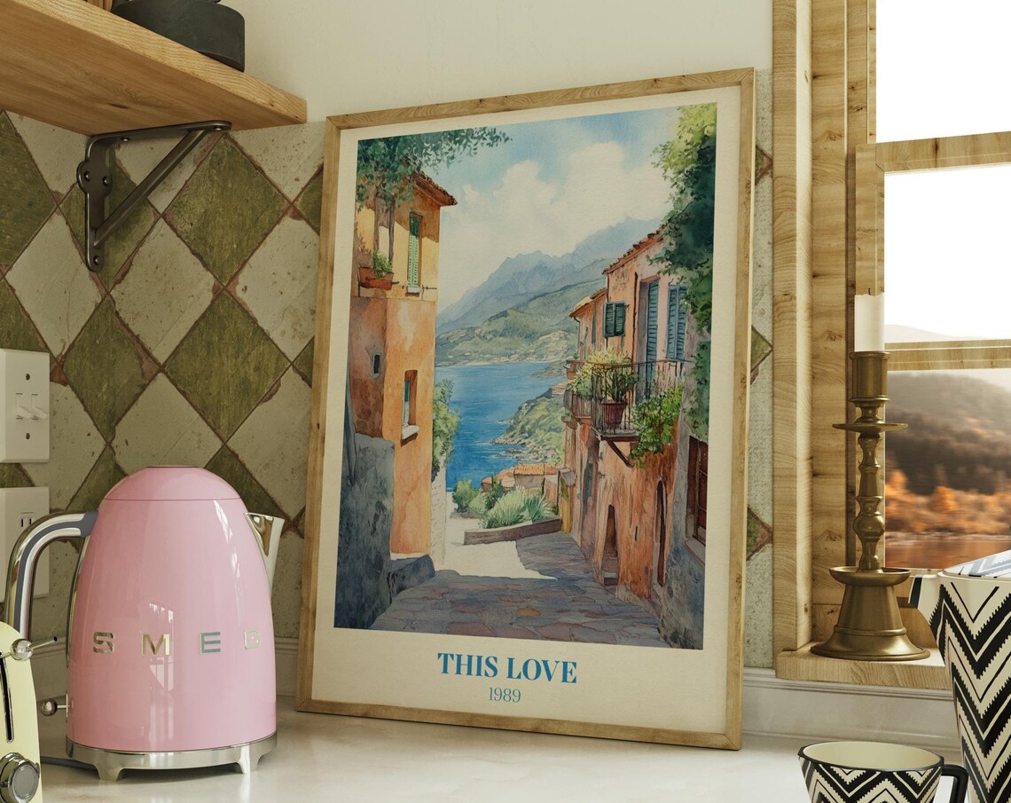 Taylor Swift This Love 1989 Coastal Village Watercolor Art Print