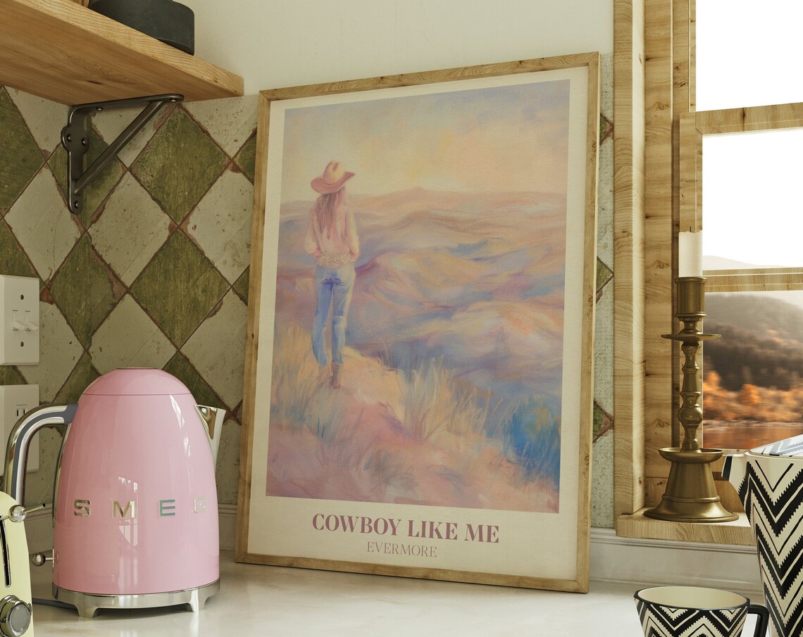 Cowboy Like Me Music Wall Art, Western Watercolour Print
