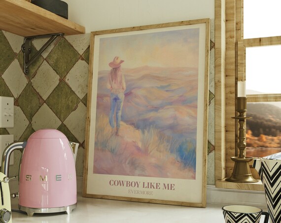 Cowboy Like Me Music Wall Art, Western Watercolour Print