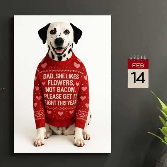 Funny Valentines Day Dog Wall Art Dalmatian For Dads Chocolate Lovers Romantic Print Pet Lover Gift