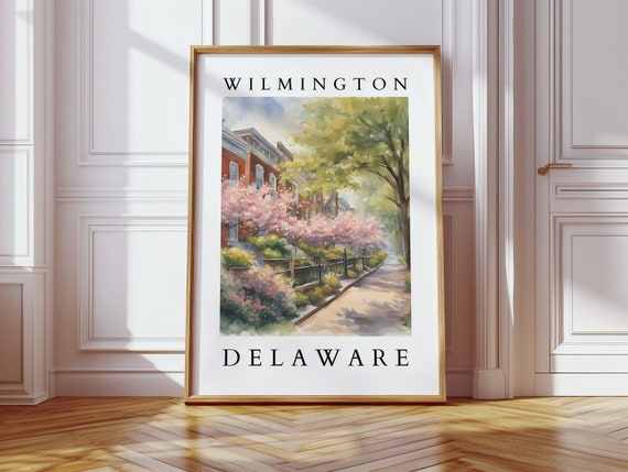 Wilmington Delaware Watercolor Print Historic Cityscape Wall Art Home Decor