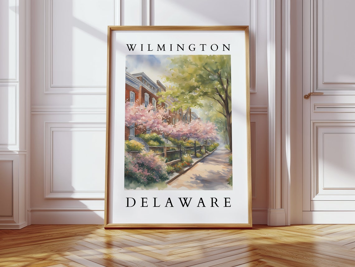 Wilmington Delaware Watercolor Print Historic Cityscape Wall Art Home Decor