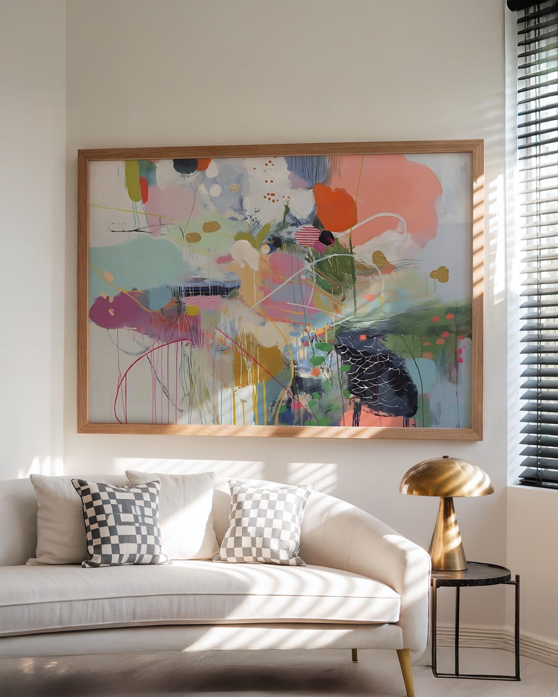 Colorful Modern Abstract Landscape Pastel Tones Contemporary Art Poster
