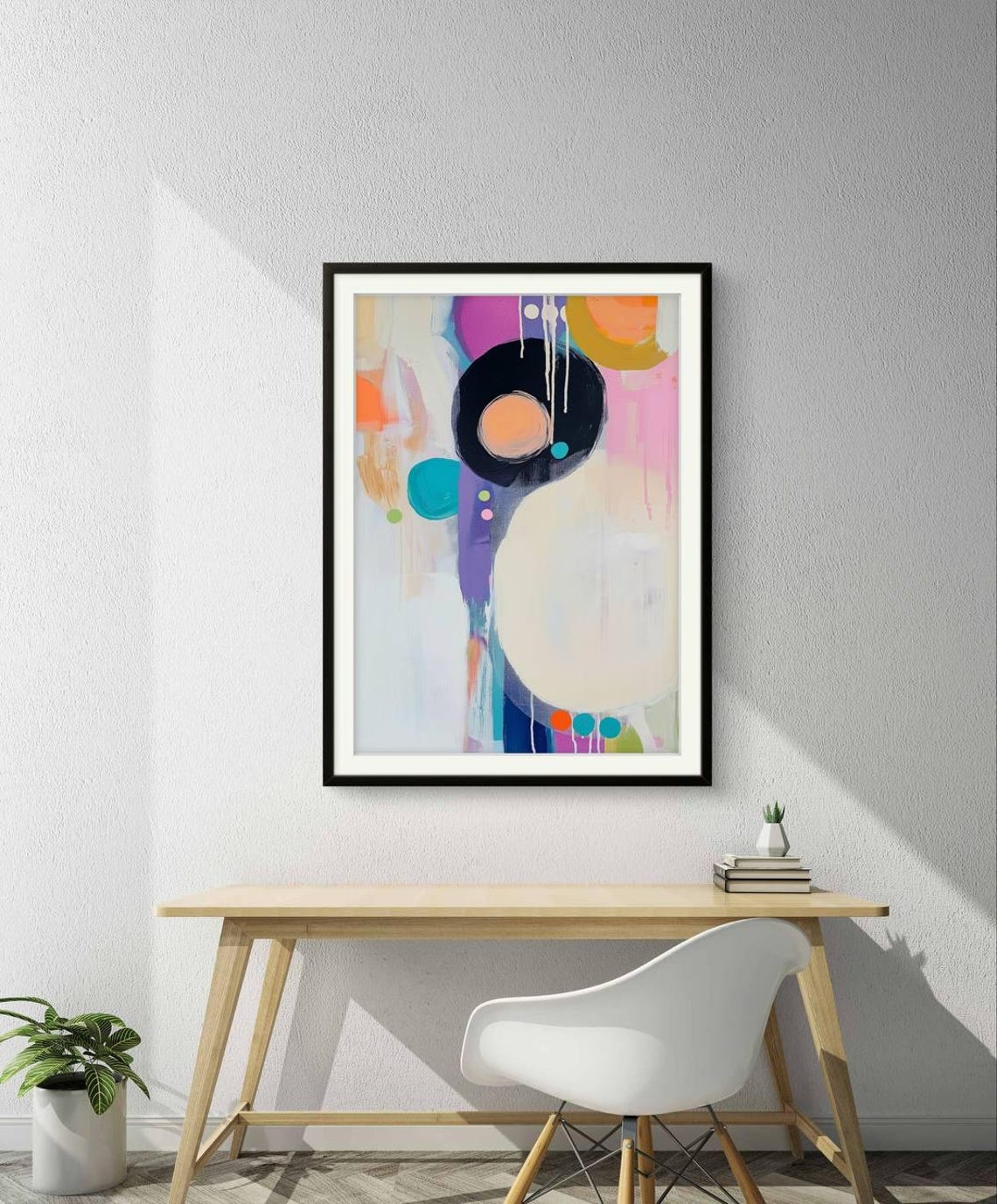 Colorful Abstract Circles Modern Acrylic Painting Wall Poster