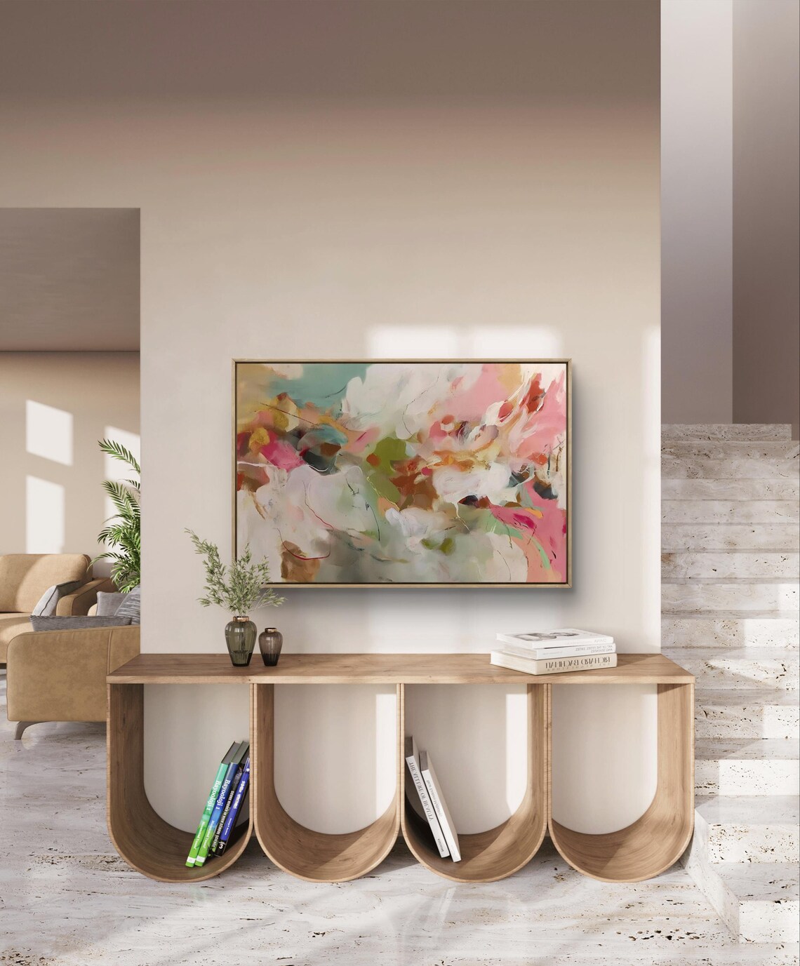 Abstract Art Print, Neutral Living Room Decor