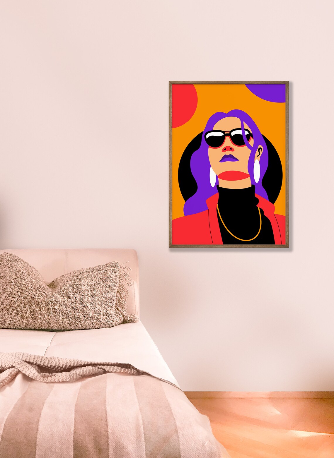 Pop Art Purple Hair Woman Sunglasses Bold Color Portrait Poster