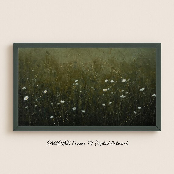 White Wildflowers In The Dark Moody Evening Meadow Garden Poster