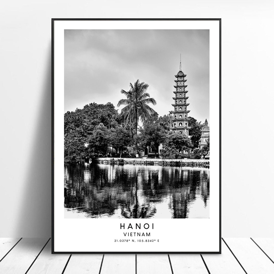 Hanoi Minimalist Travel Poster, Buddhist Temple