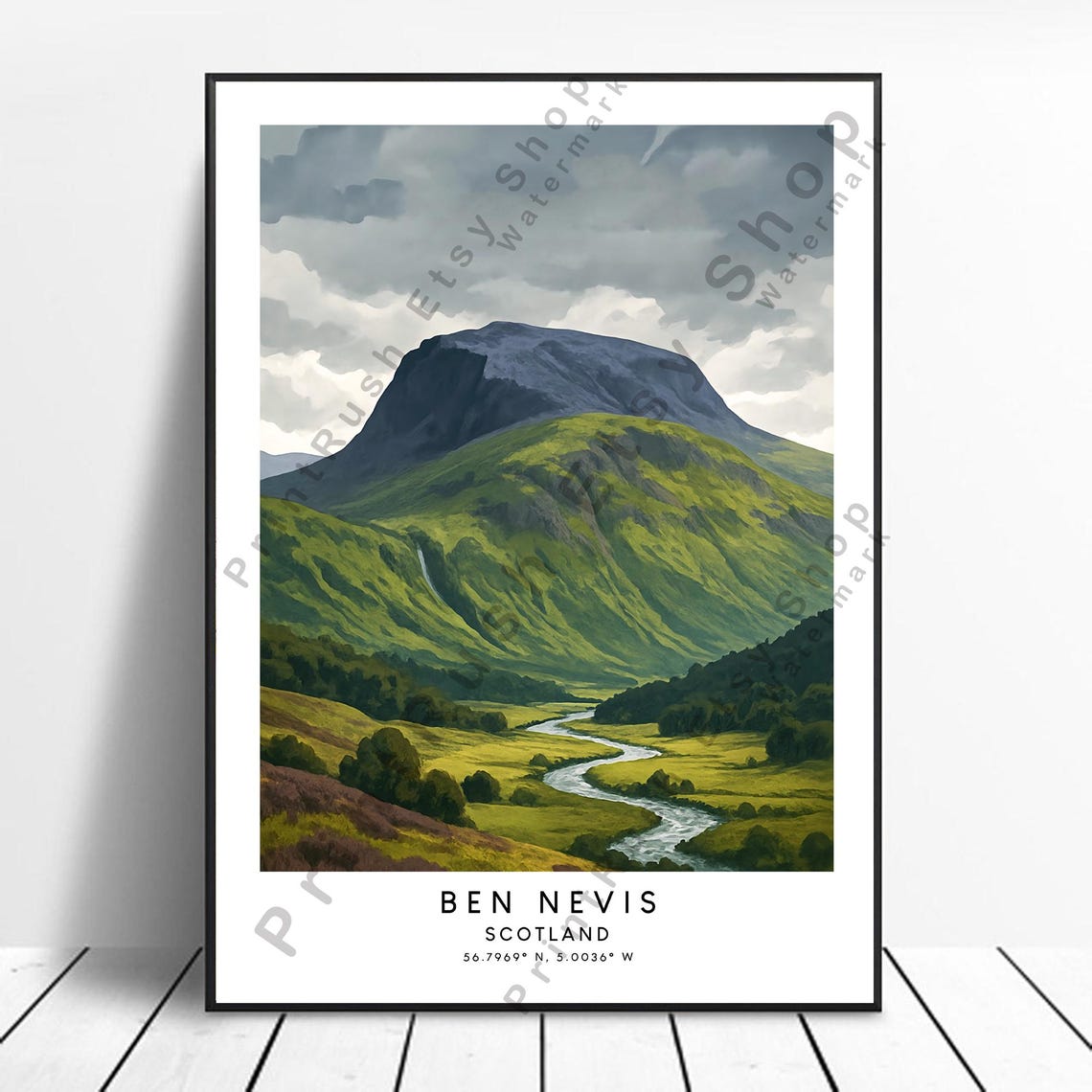Ben Nevis Scotland Highland Mountain Landscape Travel Poster