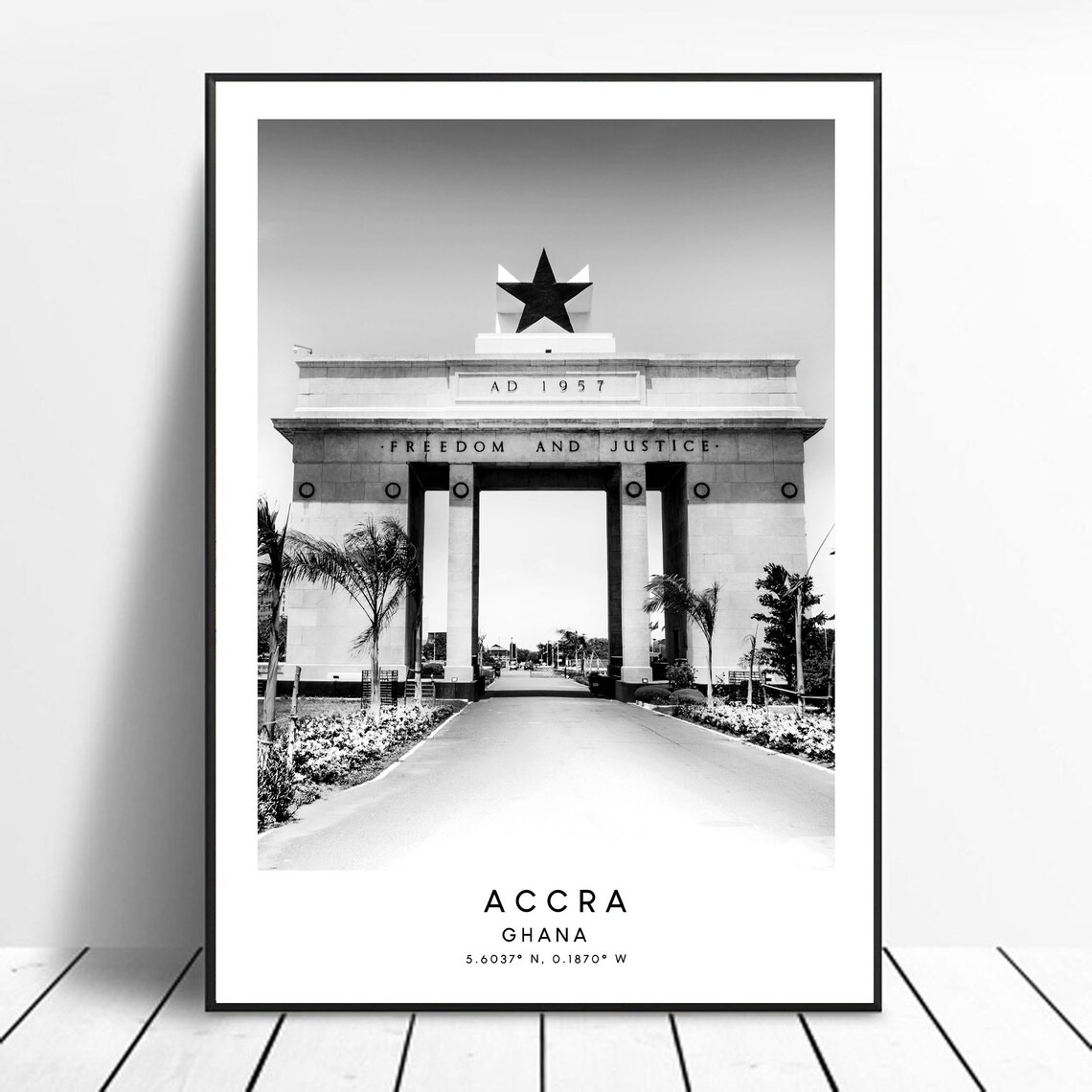 Accra Minimalist Travel Poster, Ghana Wall Art