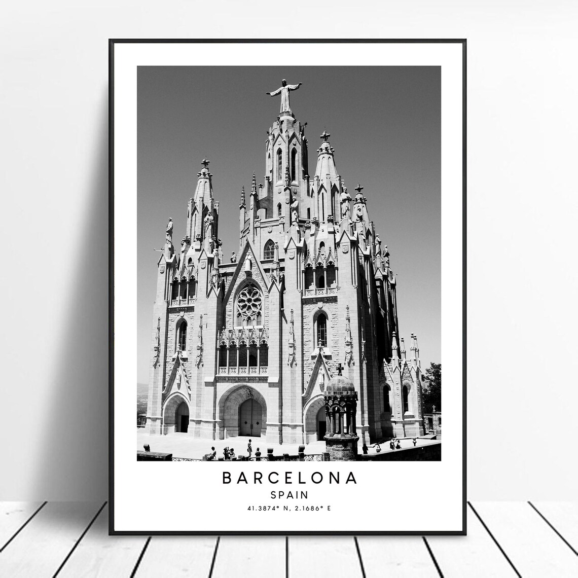 Barcelona Black and White Minimalist Travel Poster - Image 2