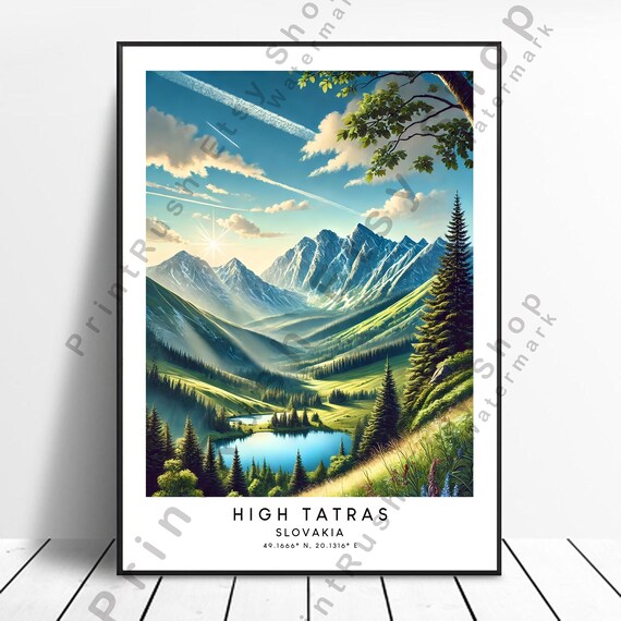 High Tatras Slovakia Alpine Lake Mountain Meadow Travel Poster