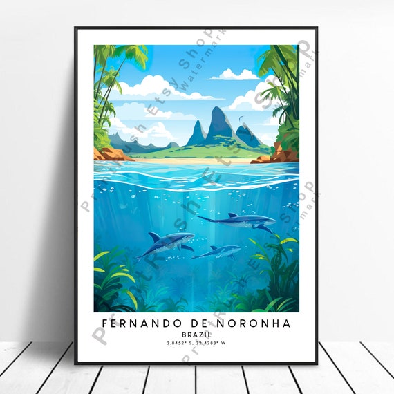 Brazil Travel Print Colourful Fernando De Noronha Poster Abstract Artwork Minimalist Gift Art