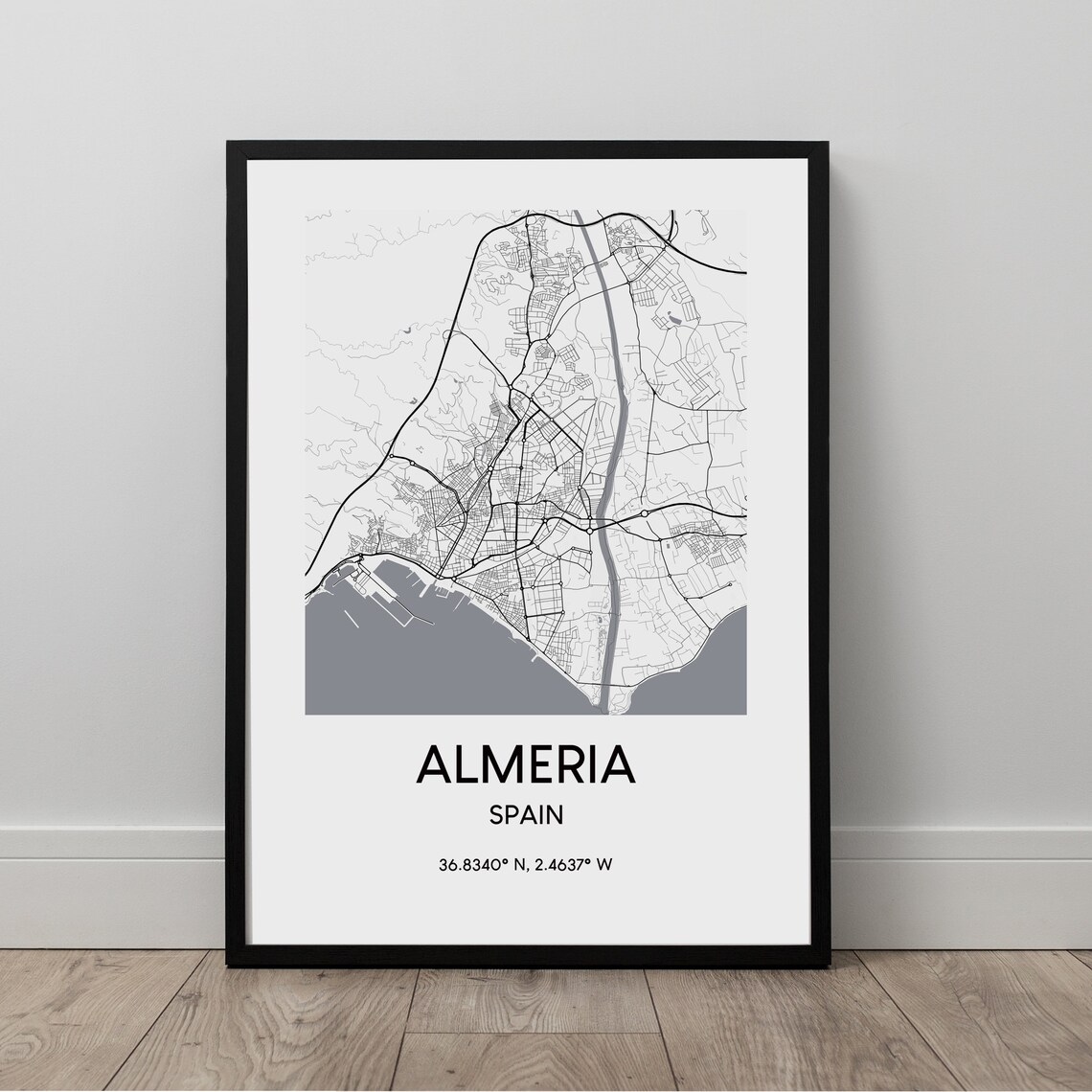Almeria City Map Print Poster, Minimalist Spain Travel