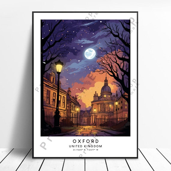 Oxford Travel Poster, Minimalist UK Decor