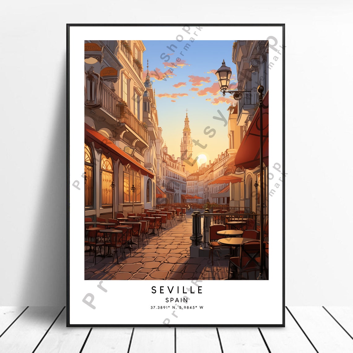 Seville Spain Travel Print Wall Art Poster Minimalist Home Dcor Hanging Gift