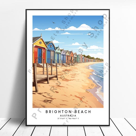 Beach Australia Travel Print Poster Wall Art Hanging Colourful Gift