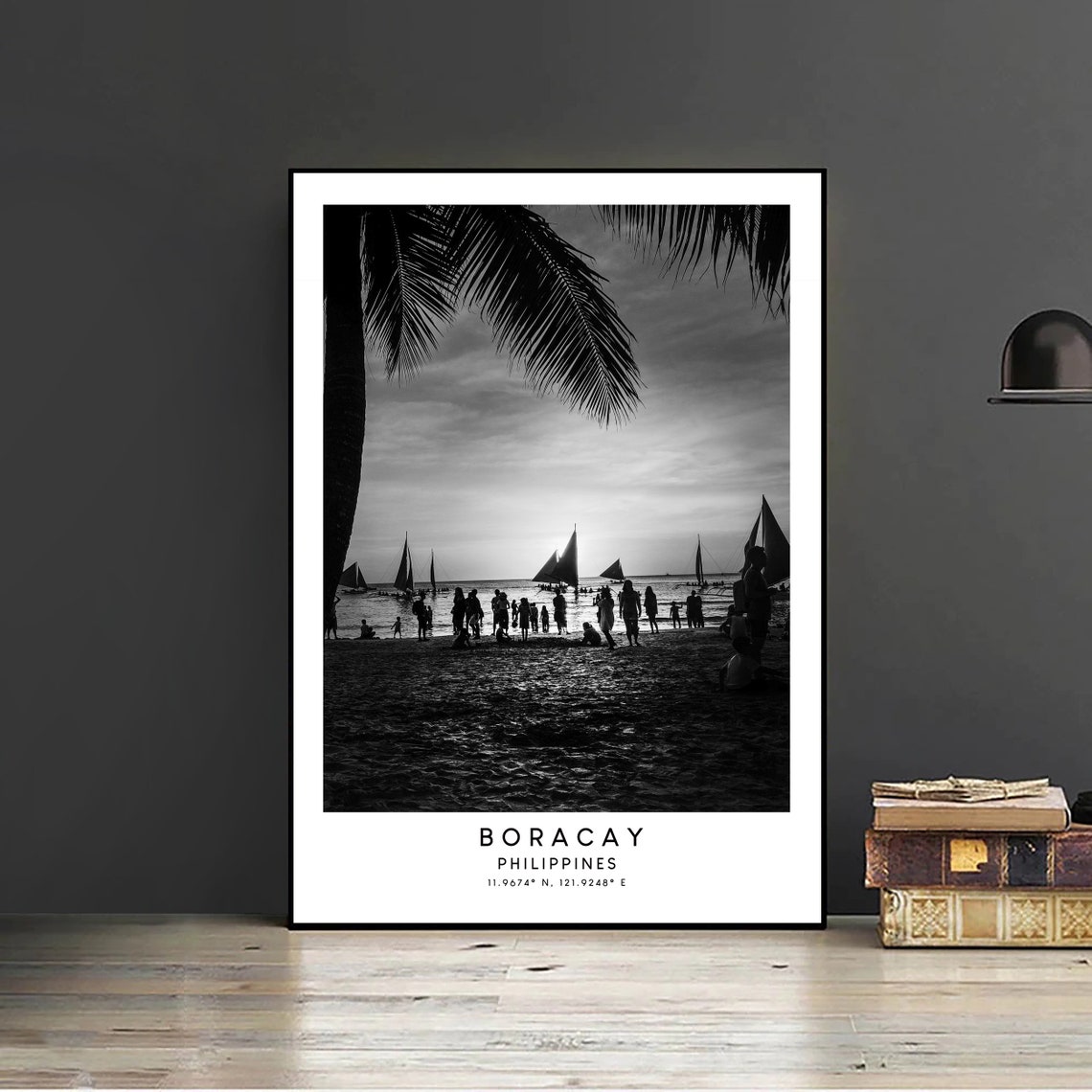 Boracay Travel Poster, Minimalist Black and White - Image 2