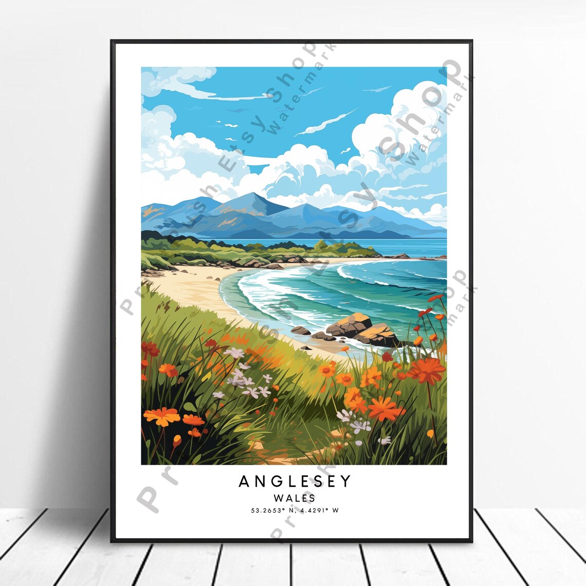 Anglesey Wales Minimalist Travel Poster, Wall Art