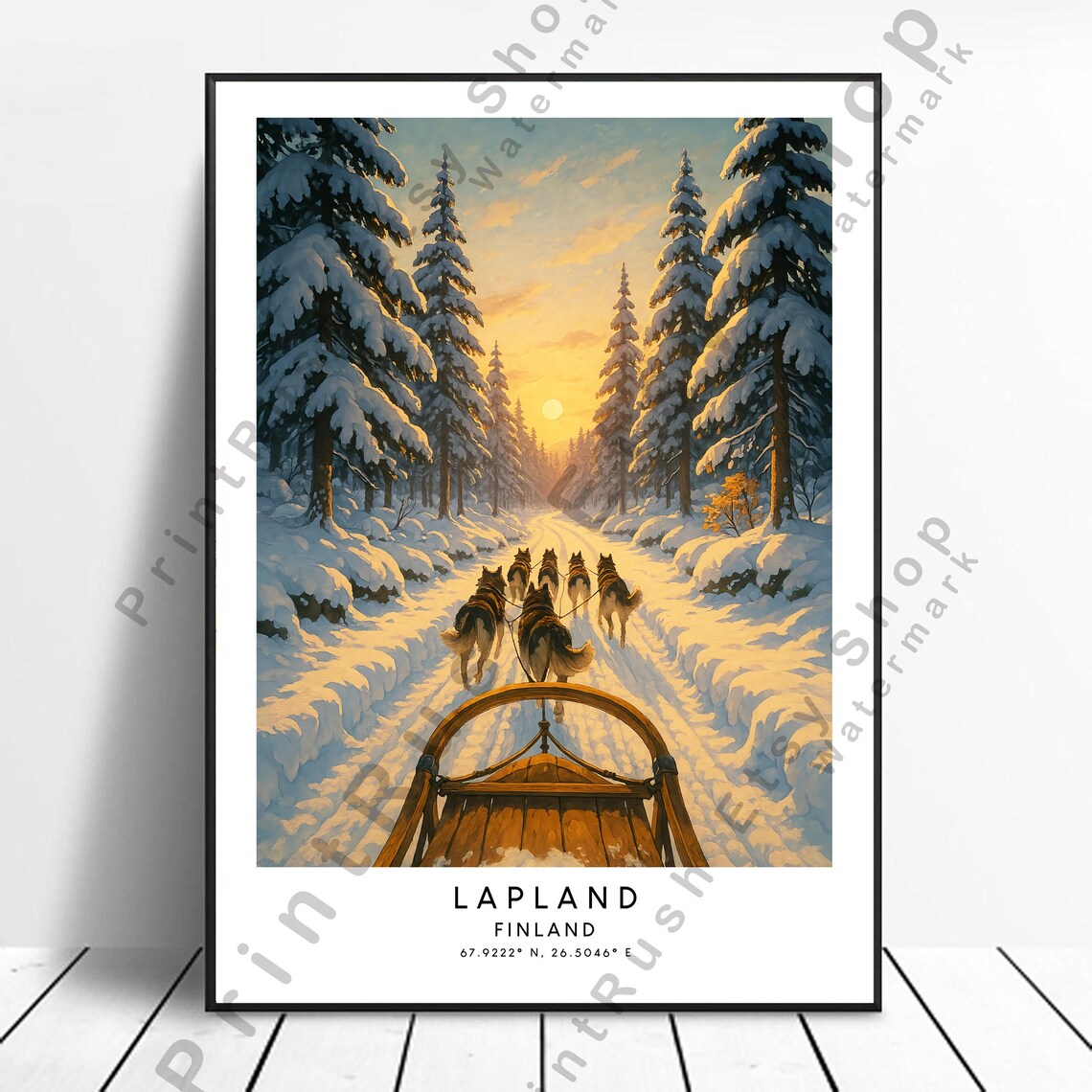Lapland Finland Winter Dog Sledding Art Print