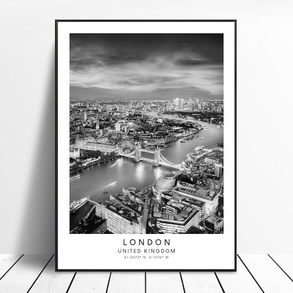 London Travel Poster, Minimalist Black And White