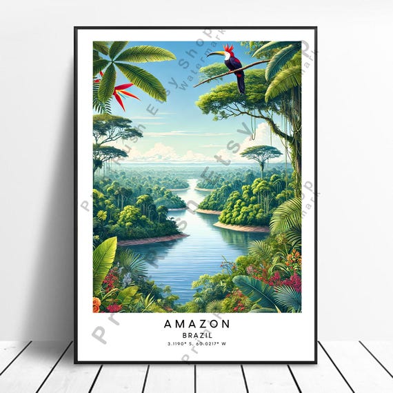 Amazon Rainforest Wall Art Brazil Jungle Poster Tropical Decor Nature Print Home Gift