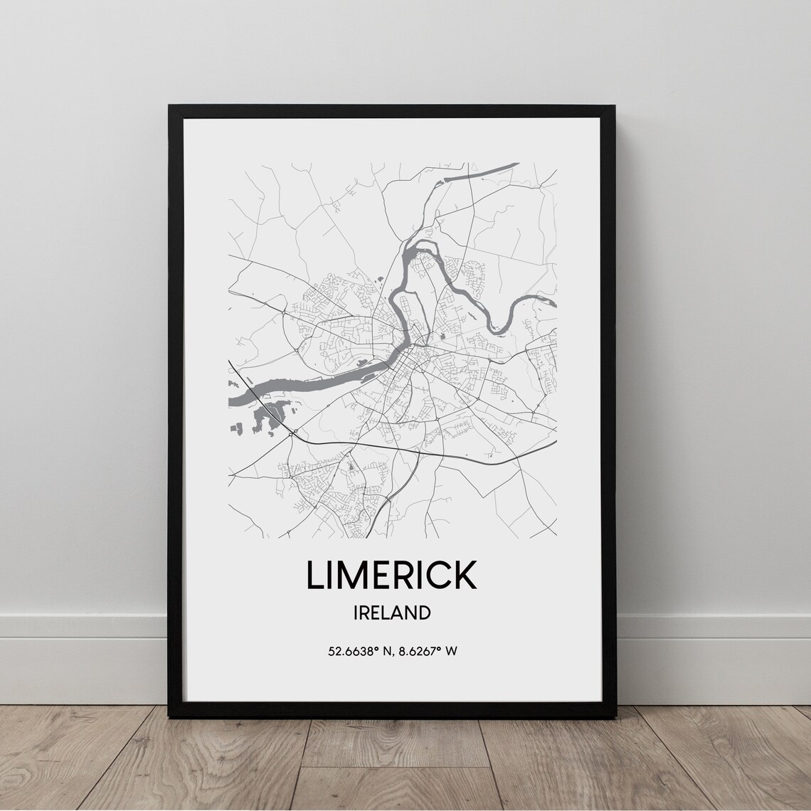 Limerick Map Print, Minimalist Republic of Ireland