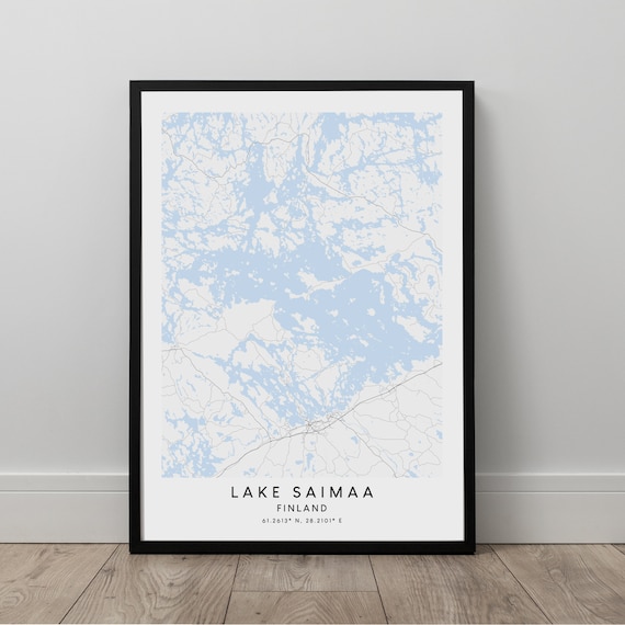 Lake Saimaa Map Minimalist Poster Wall Art Print Artwork Gift