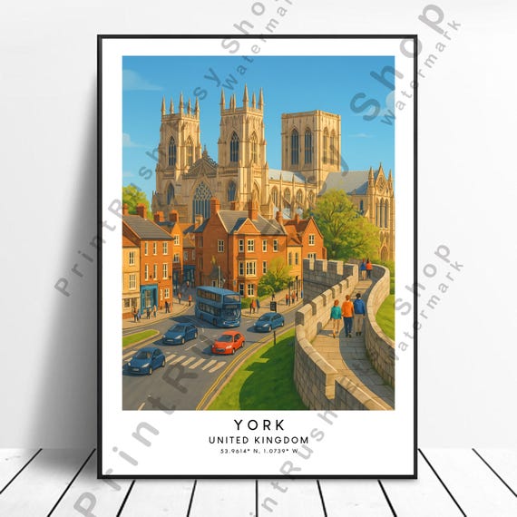 York England Illustration Art Wall Print Travel Poster Home Dcor British Gift
