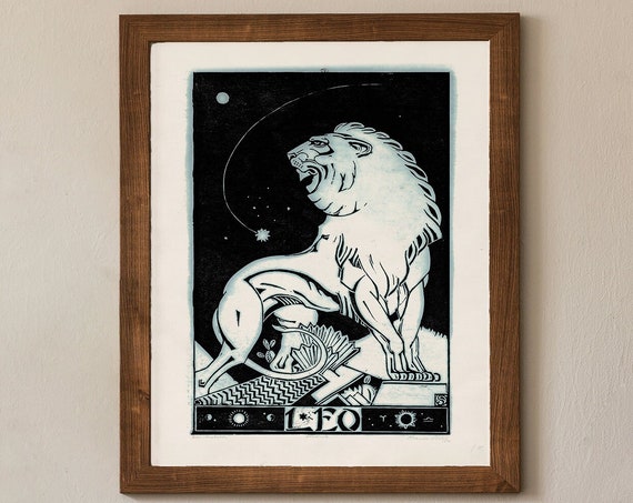 Leo Astrological Sign Poster Mid Century Modern Vintage Zodiac Print Leo Art