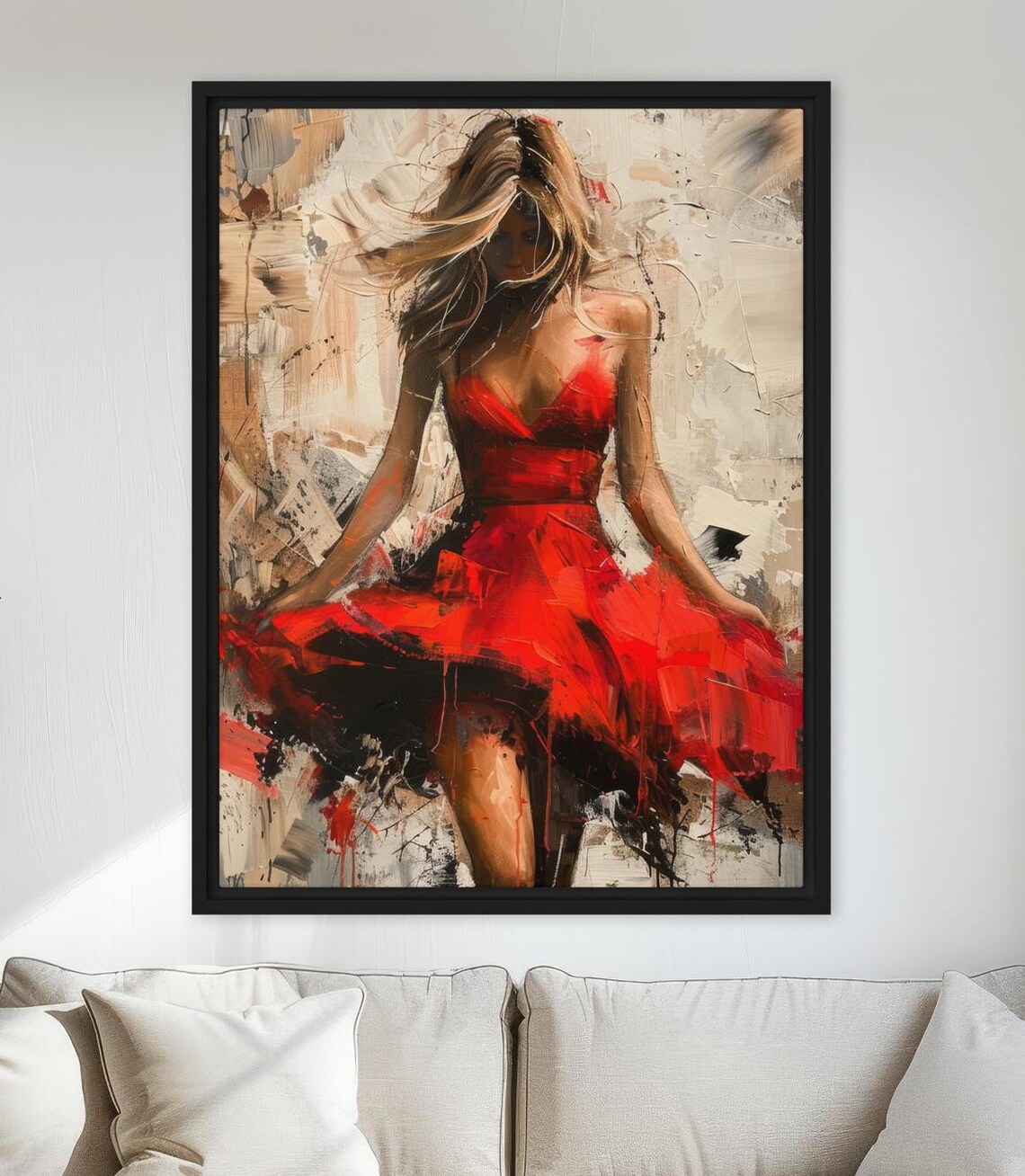 Woman In Red Dress Modern Abstract Portrait Art Print