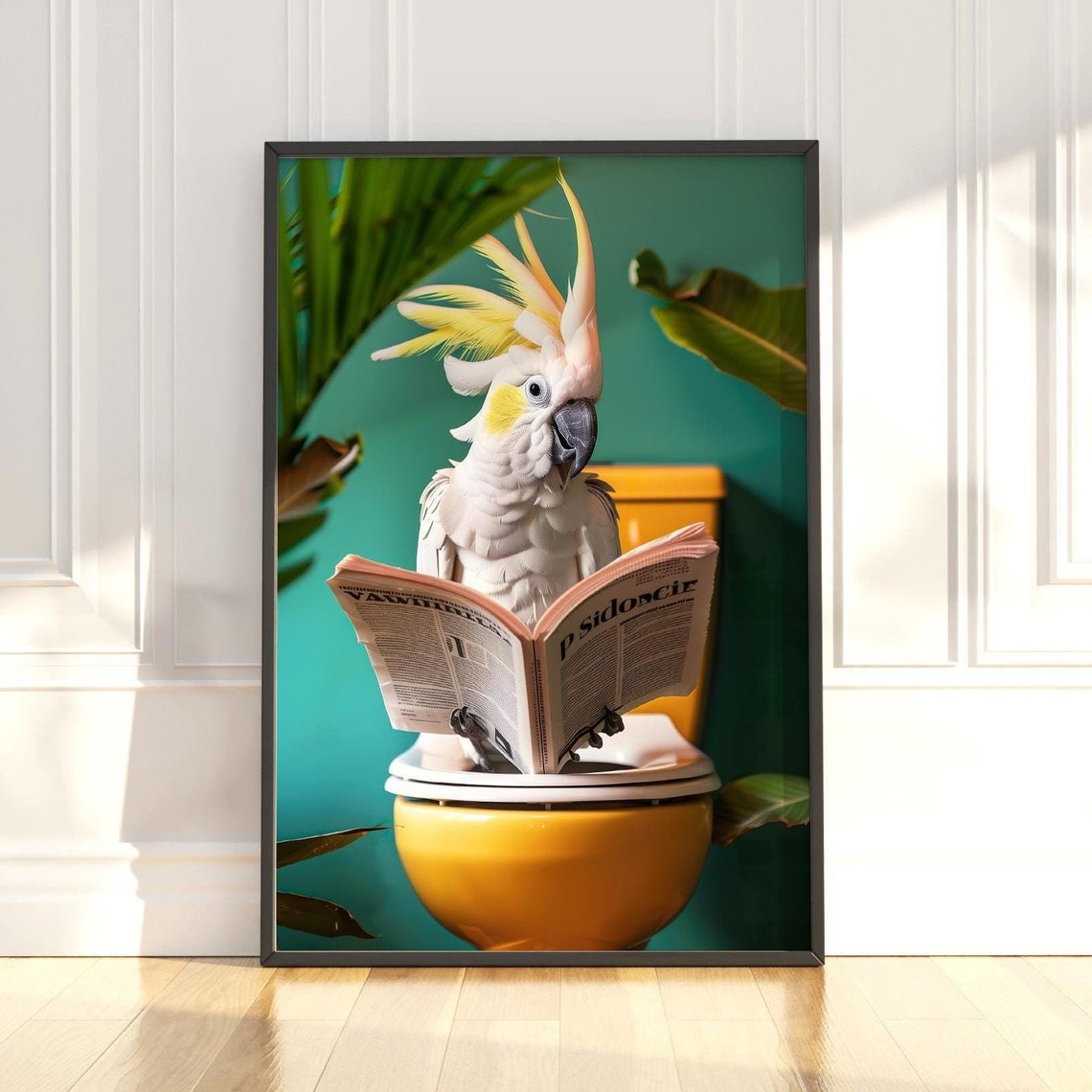 White Cockatoo Print Bird Prints Funny Posters Bathroom Wall Decor Toilet Wall Art Bathroom Wall Art Bathroom Decor Maximalist Wall Art