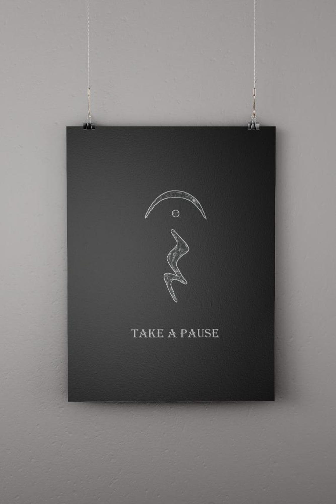 Take a Pause Black Statement Text Uppercase Minimalist Art Poster - Image 2
