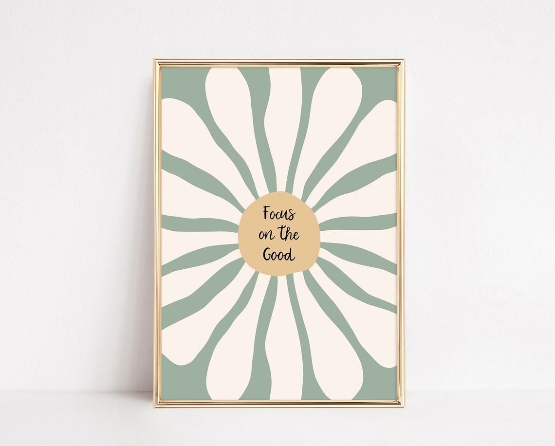 Focus On The Good Retro Flower Positivity Mental Health Poster