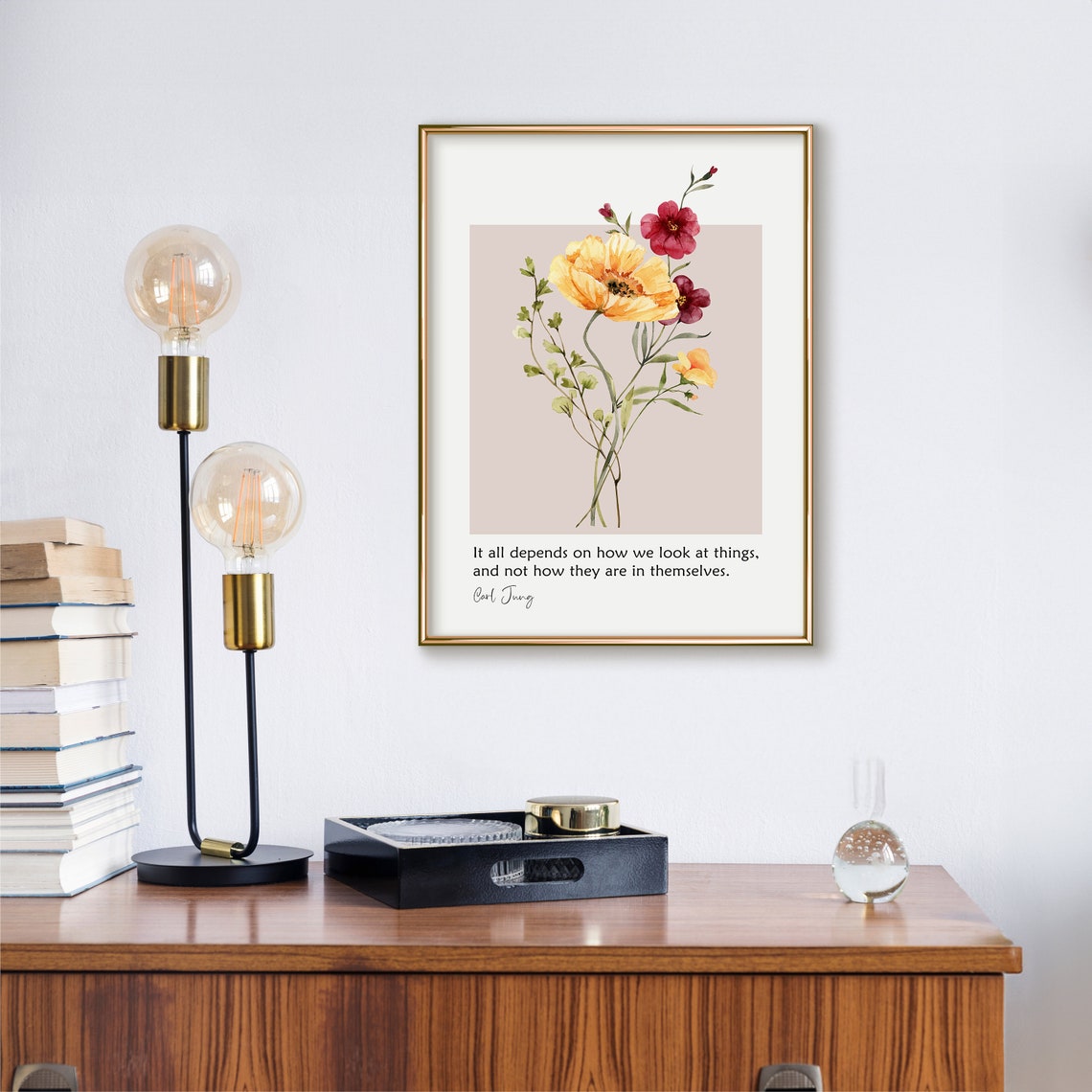 Carl Jung Perception Quote Watercolor Poppies Mental Health Poster - Image 3