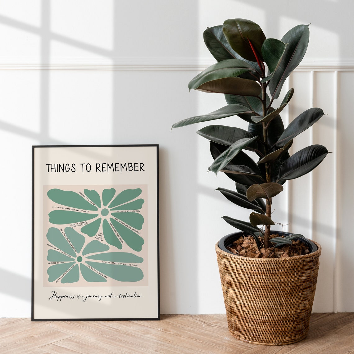 Things To Remember Happiness Is A Journey Flower Affirmation Poster - Image 2