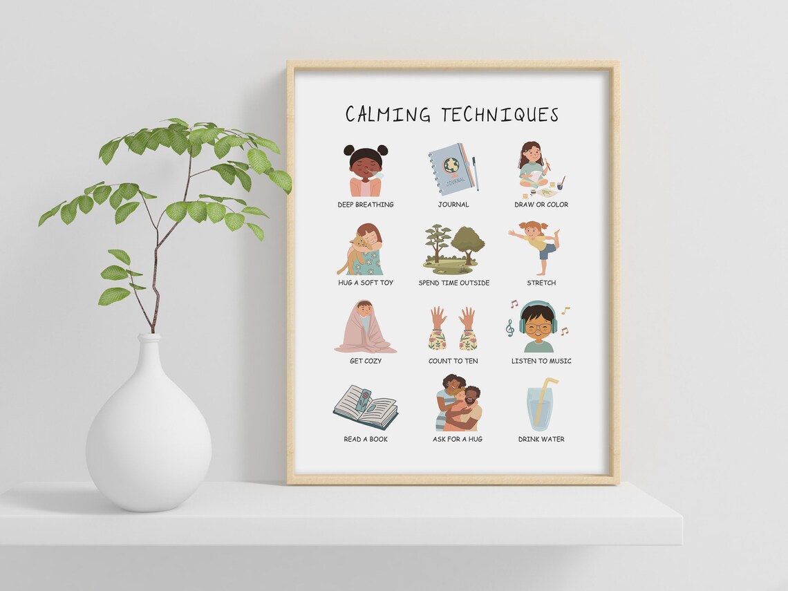 Calming Techniques And Feelings Art Print, Kids Decor - Image 2