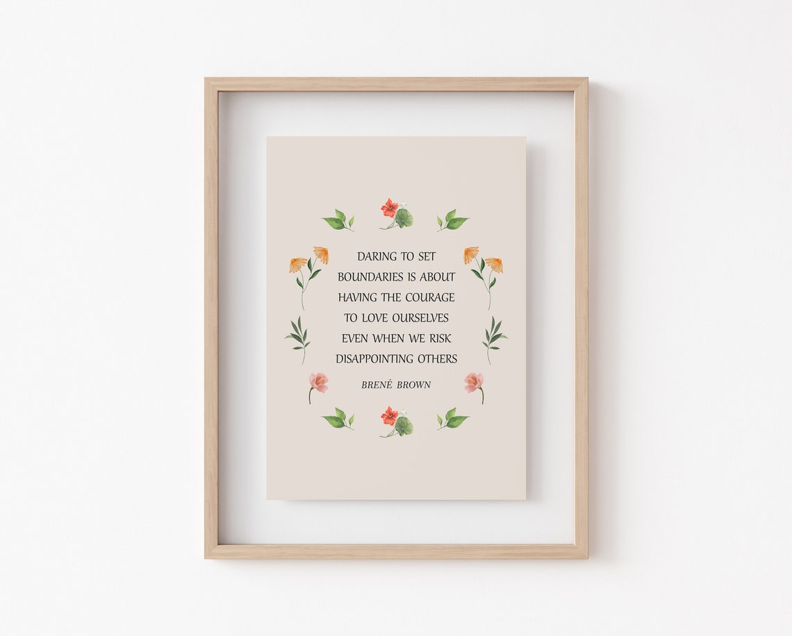 Brene Brown Daring to Set Boundaries Quote Floral Wreath Poster - Image 3